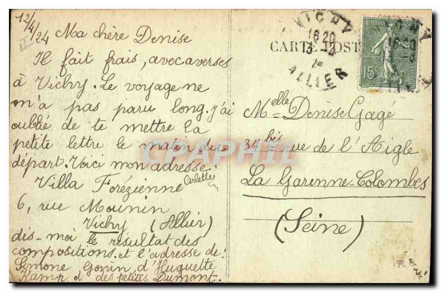 CPA Vichy Un Coin sur L'Allier — Verso