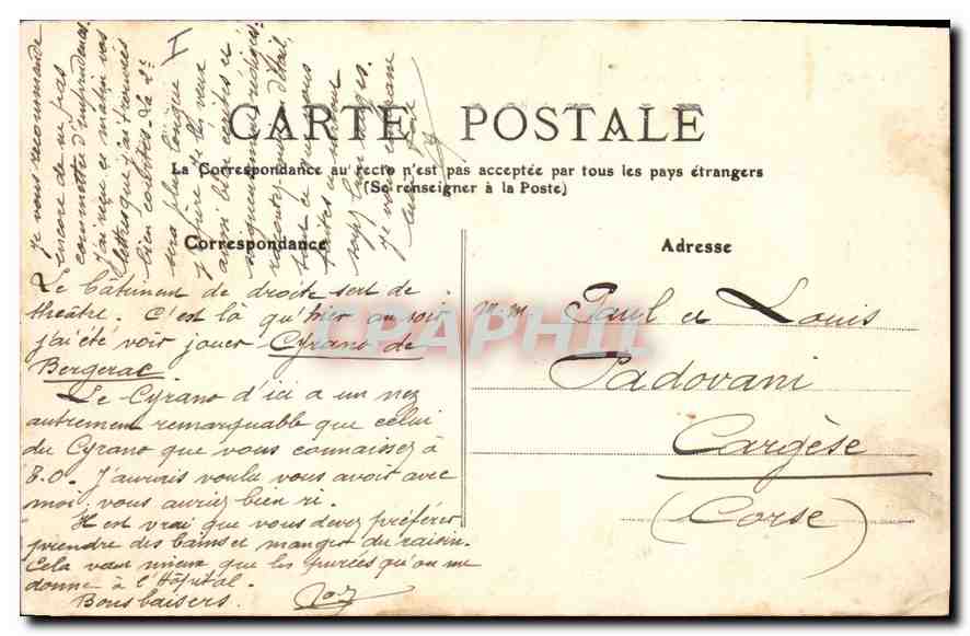 CPA Vichy Perpective du Nouveau Casino — Verso