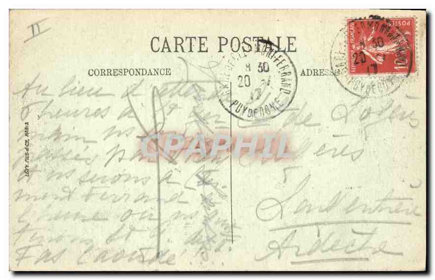 CPA Vichy La Tour de L'Horloge — Rückseite