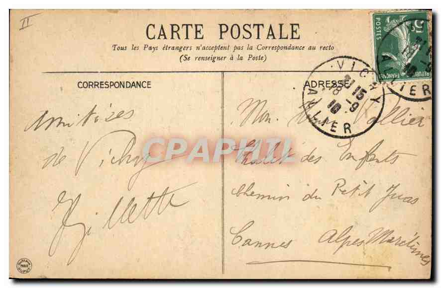 CPA Vichy Galerie Promenoir — Verso