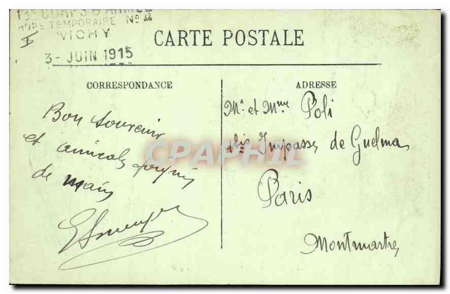 CPA Vichy Le Casino La Terrasse du Concert — Rückseite