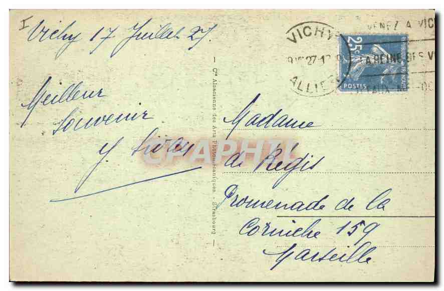 CPA Vichy Un Coin des Nouveaux Parcs — Rückseite