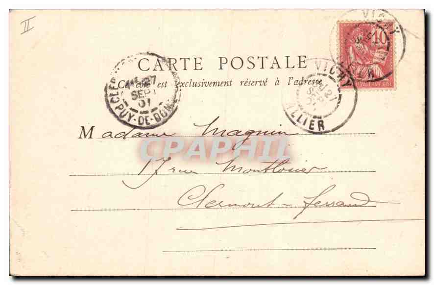CPA Vichy 27 septembre 1901 Source de la Grotte — Rückseite
