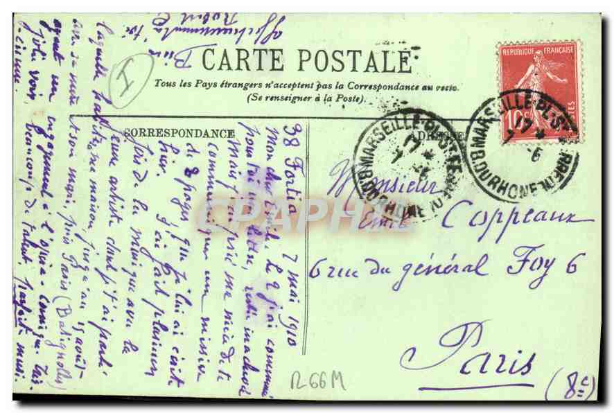 CPA Marseille L'Eglise des Reformes — Verso