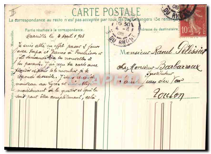 CPA Marseille Eglise St Vincent de Paul (Les Reformes) — Verso