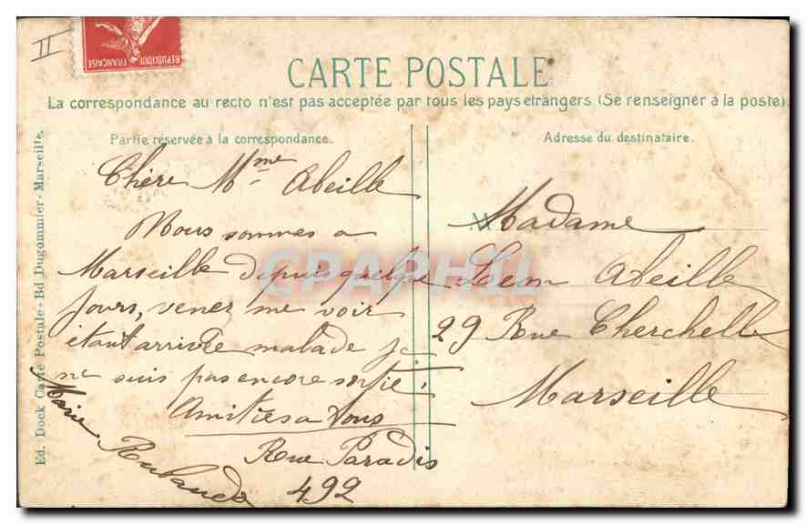 CPA Marseille Eglise St Vincent de Paul (Les Reformes) — Verso