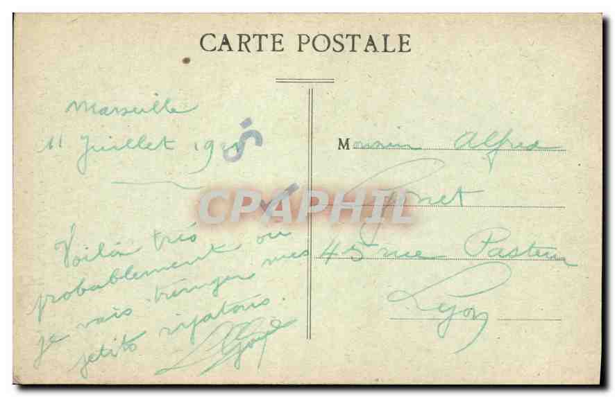 CPA Marseille la Corniche Quartie du Prophete — Rückseite