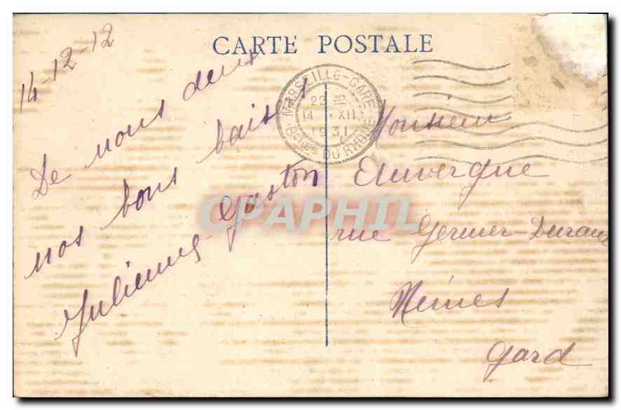 CPA Marseille La Corniche Pont de la Fausse Monnaie — Verso