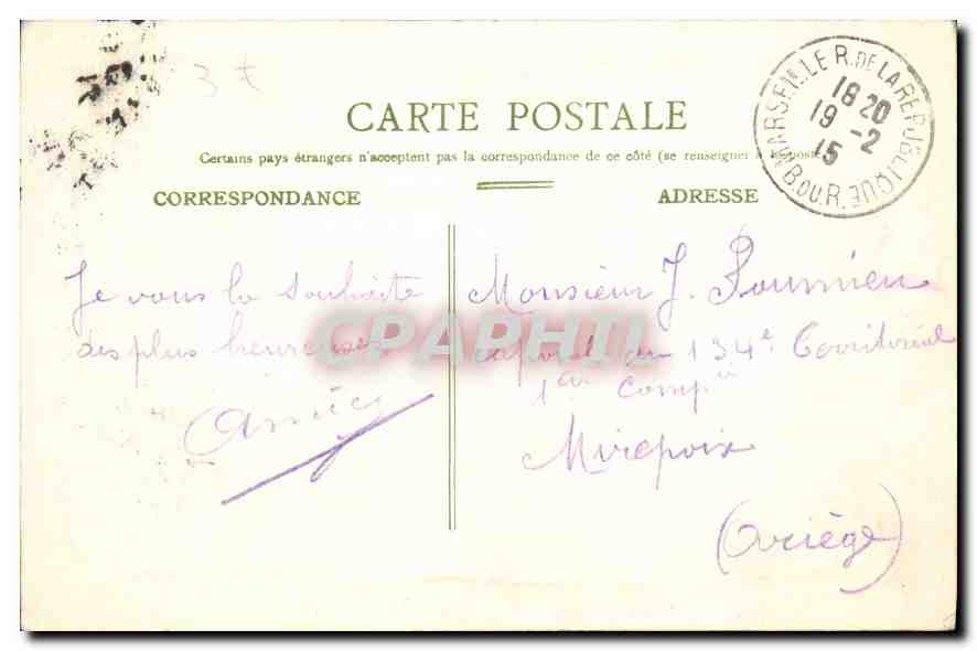 CPA Marseille Le Pont de la Fausse Monnaie — Verso