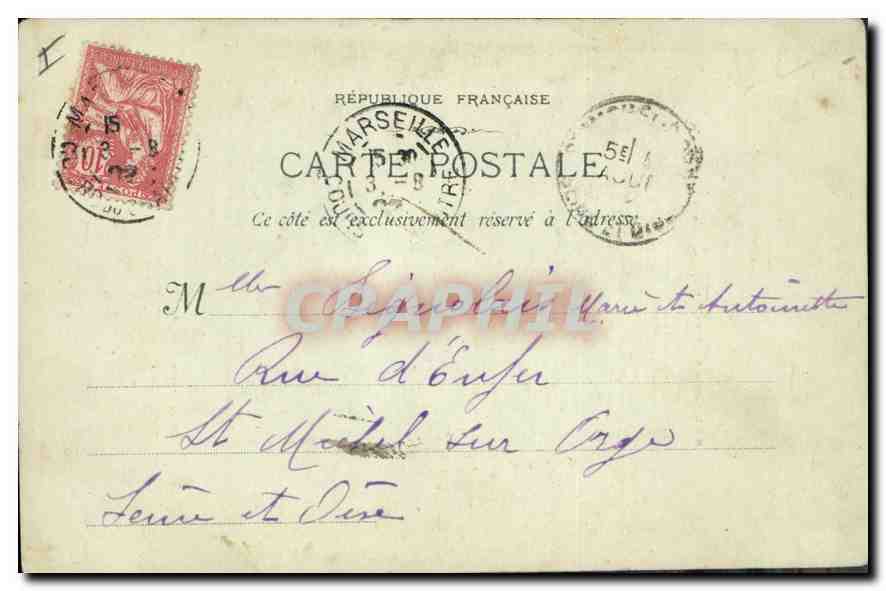 CPA Marseille L'Eglise de Reformes — Verso