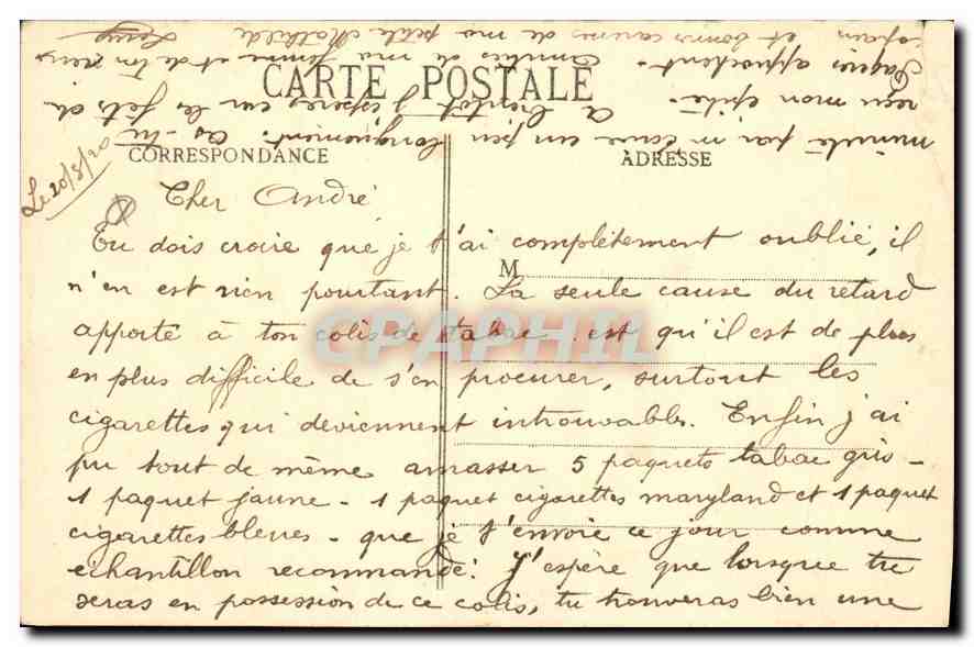 CPA Marseille Pointe de Maldorme — Verso