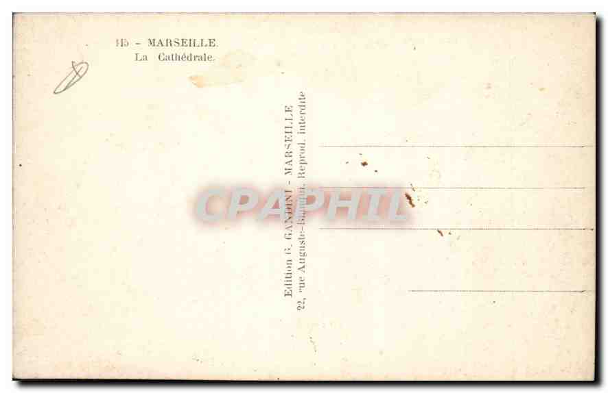 CPA Marseille La Cathedrale — Verso