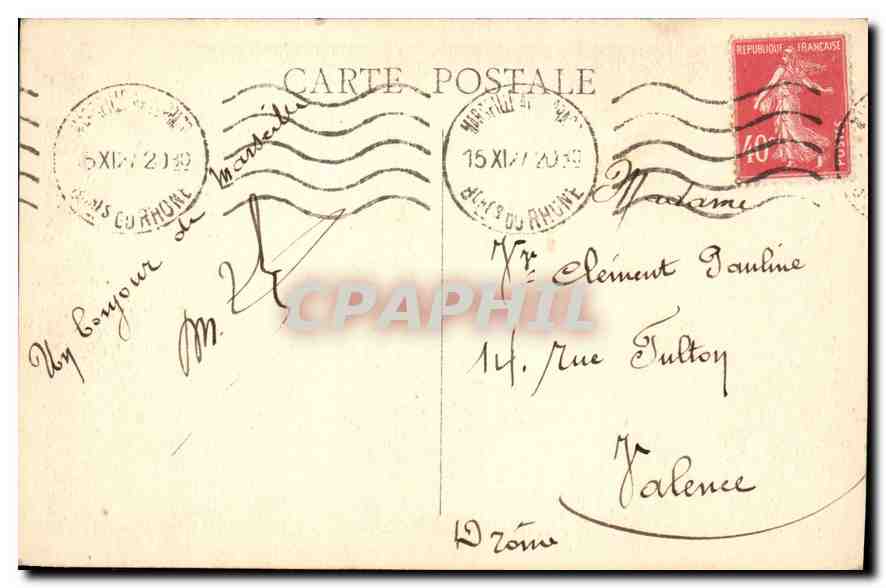 CPA Marseille Baie du Prophete — Rückseite