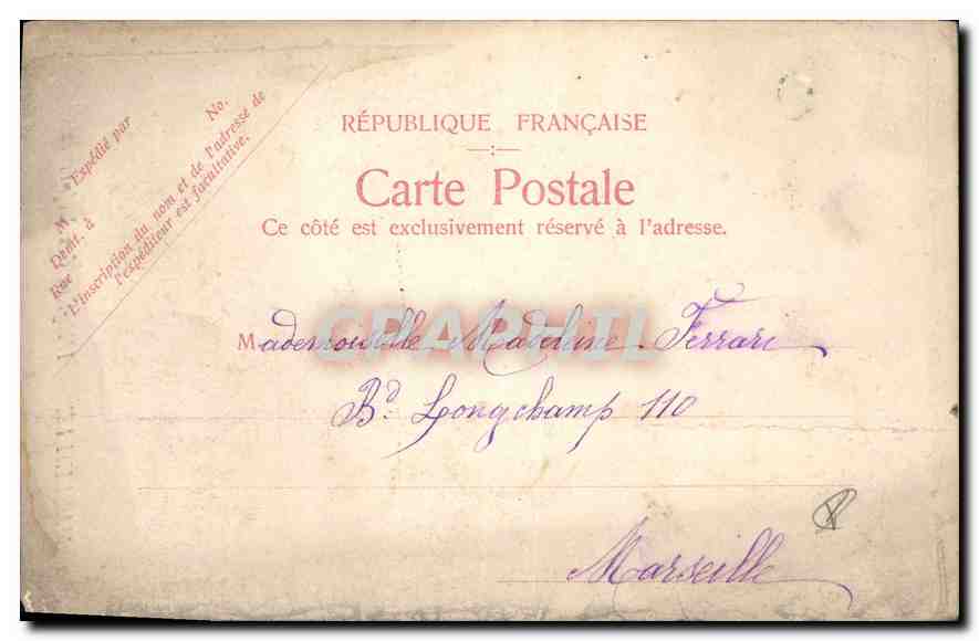 CPA Marseille L'Eglise des Reformes — Verso