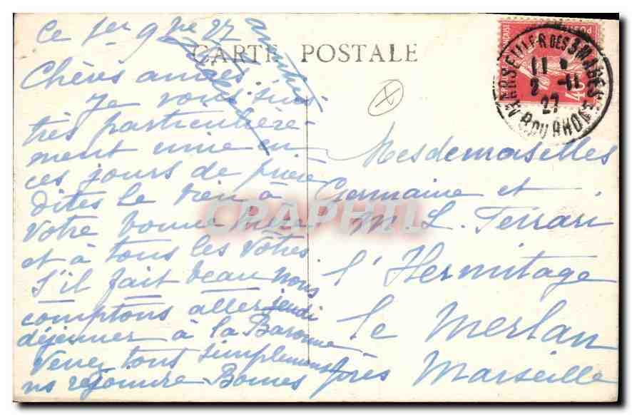 CPA Marseille Baie du Prophete — Rückseite
