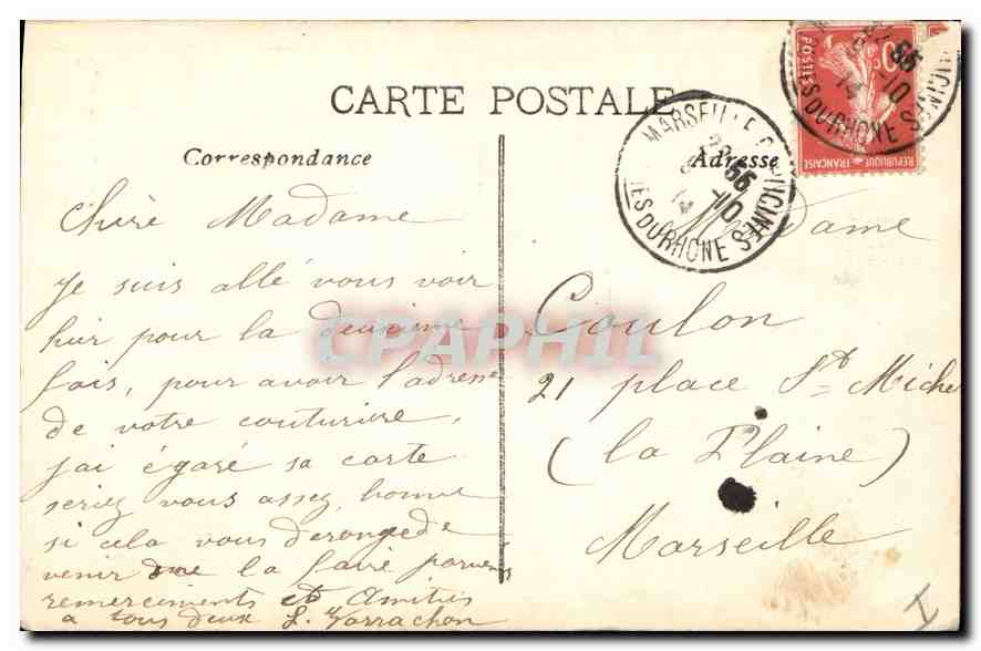 CPA Marseille Eglise des Reformes — Rückseite