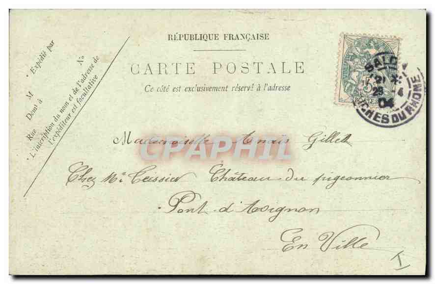 CPA Marseille Eglise des Reformes — Rückseite