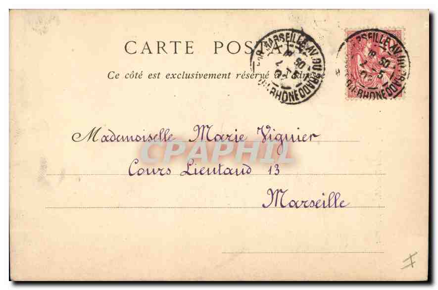 CPA Marseille Eglise des Reformes — Verso