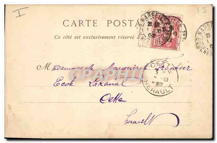 CPA Marseille Eglise des Reformes — Verso
