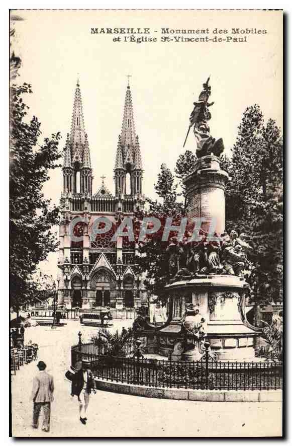 Marseille - Monument des Mobiles et l'Église Saint-Vincent-de-Paul