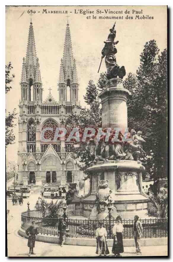 Marseille - L'Église St-Vincent de Paul et le monument des Mobiles