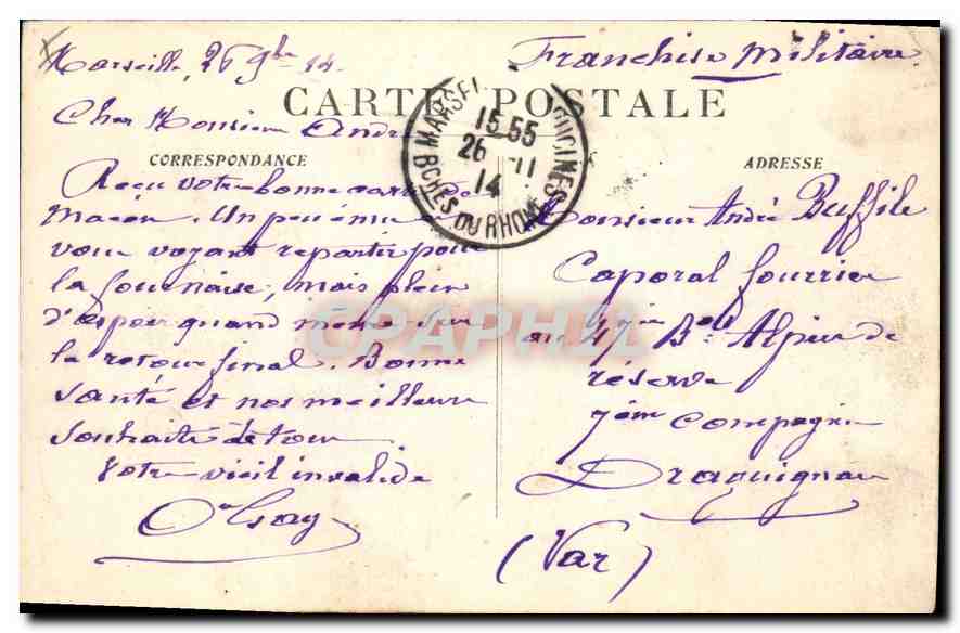 CPA Marseille Cours du Chapitre et les Reformes — Verso