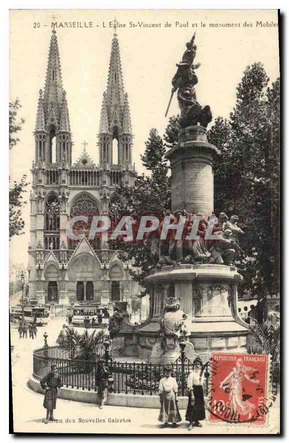 Marseille - L'Église Saint-Vincent de Paul et le monument des Mobières