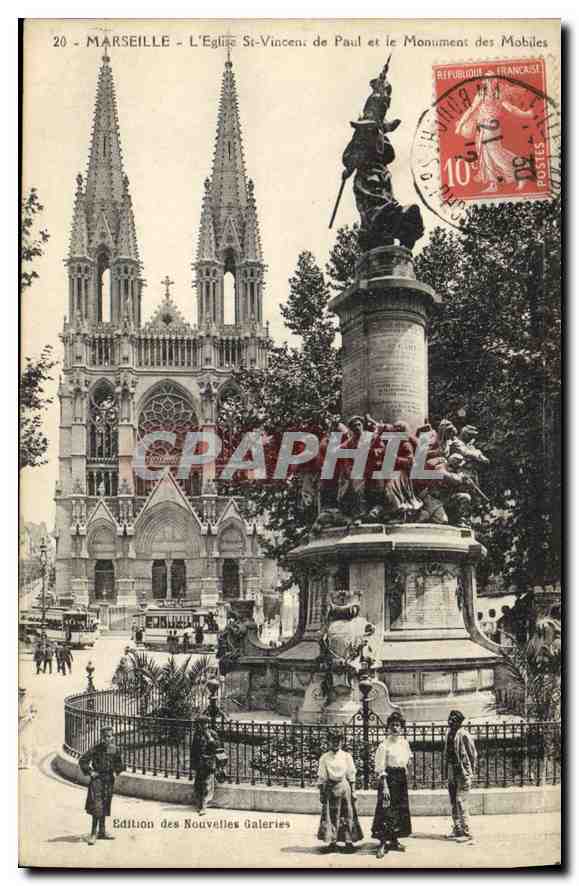 Marseille - L'Église Saint-Vincent de Paul et le Monument des Mobiles — Édition des Nouvelles Galeries, n°20