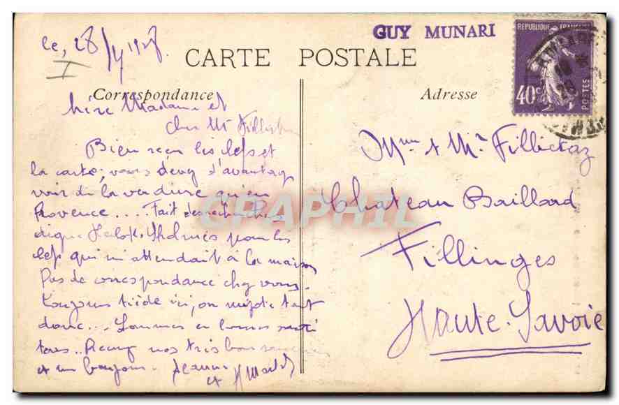 CPA Marseille Eglise des Reformes — Verso