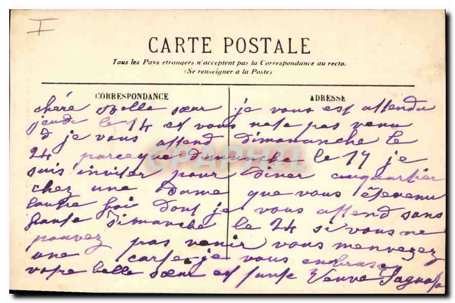 CPA Marseille L'Eglise des Reformes — Verso