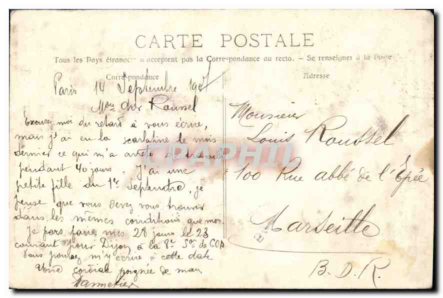 CPA De Marseille a Paris a pied Estropies francais Rosin Francois Carlier Emile — Verso