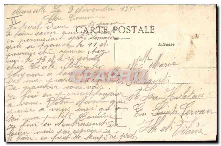 CPA Marseille Eglise des Reformes — Verso
