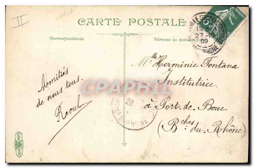 CPA Marseille Eglise des Reformes et le monument de la Defense — Rückseite