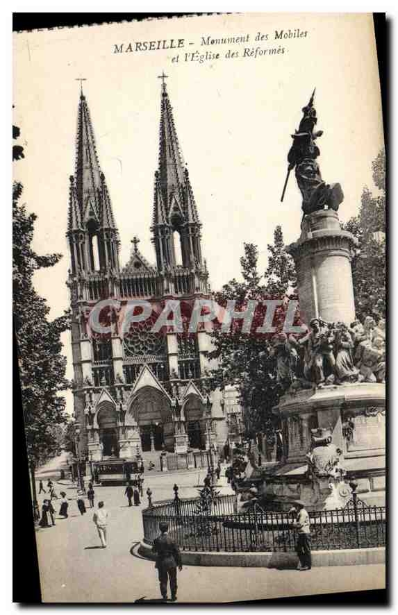 CPA Marseille Eglise des reformes et monument des mobiles