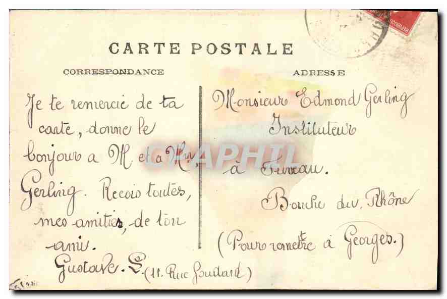 CPA Marseille La Corniche (Le Prophete) — Verso
