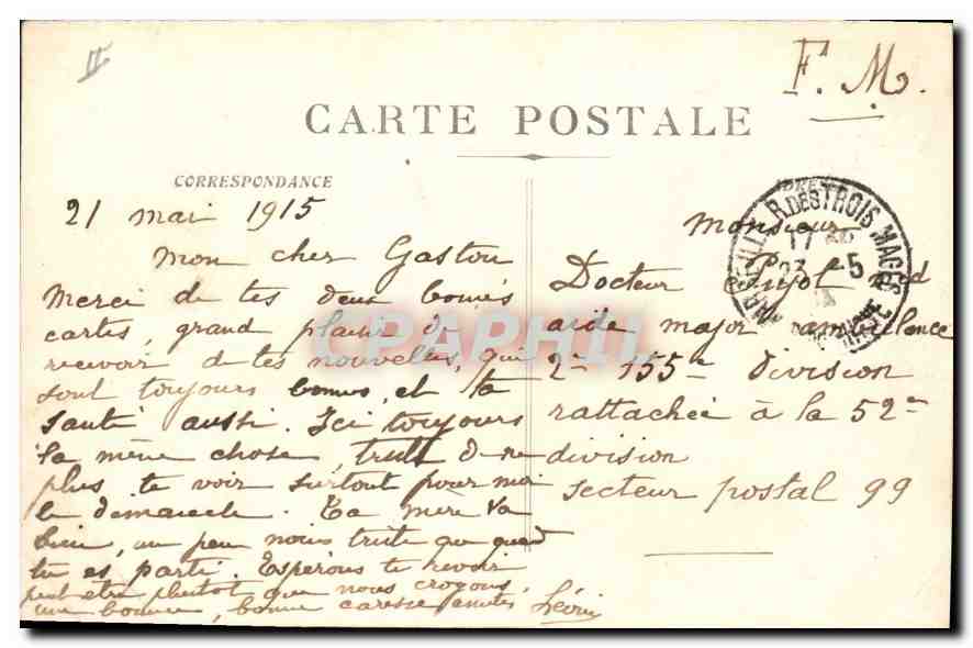CPA Marseille Bateau de Peche rentrant au Port — Verso
