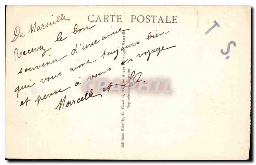 CPA Marseille La Corniche — Verso
