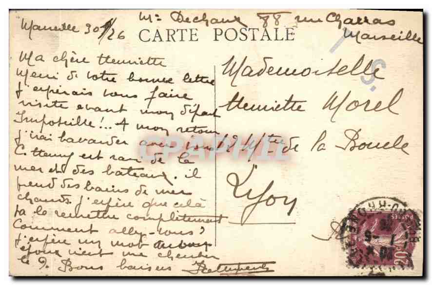 CPA Marseille Baie du Prophete — Verso