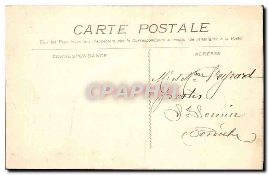 CPA Marseille Le Prophete — Verso