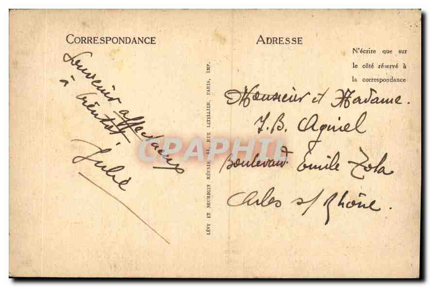 CPA Marseille La Corniche Le Prophete — Verso