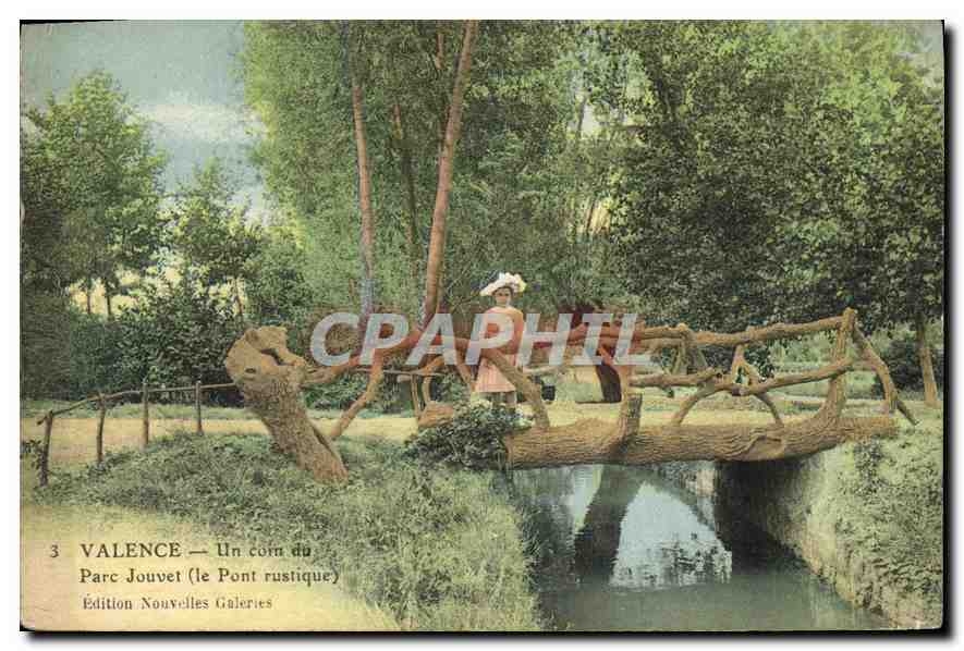 Valence — Un coin du Parc Jouvet (le Pont rustique) — Édition Nouvelles Galeries