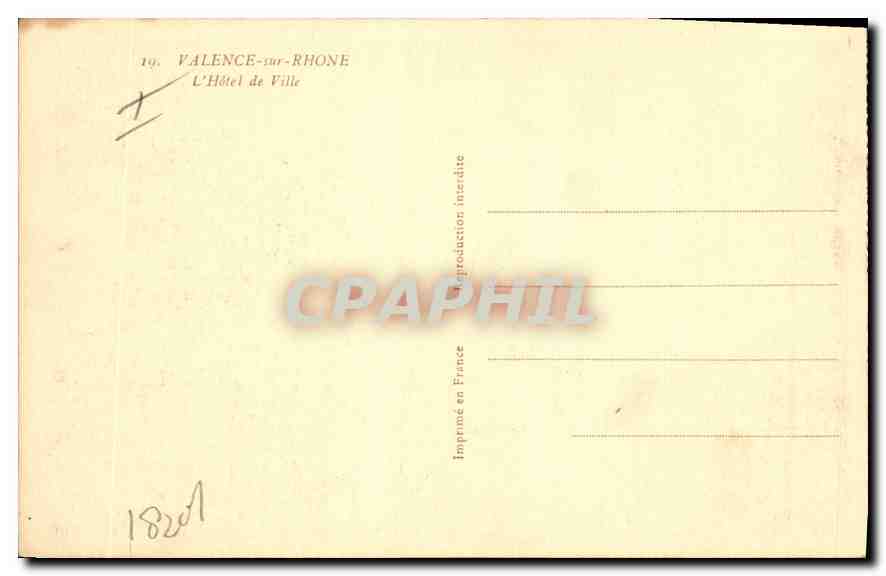 CPA Valence sur Rhone L'Hotel de Ville — Rückseite