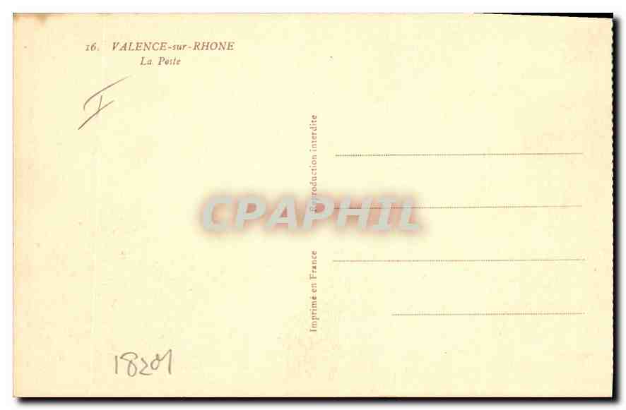 CPA Valence sur Rhone LLa Poste — Rückseite