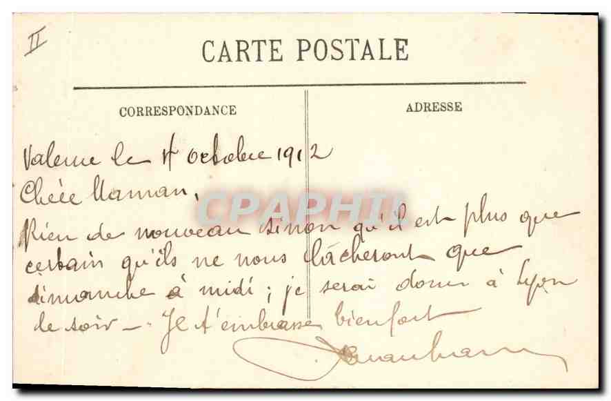 CPA Valence (Drome) Le Parc Jouvet — Rückseite