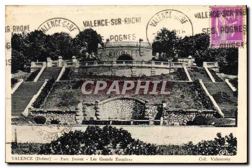 Valence (Drôme) — Parc Jouvet — Les Grands Escaliers — Éditeur : Coll. Valencony