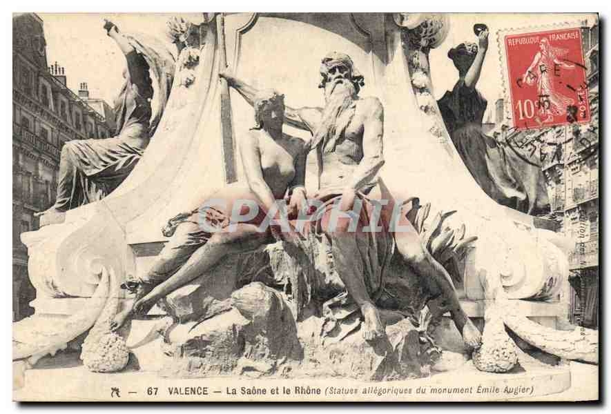 Valence — La Saône et le Rhône (Statues allégoriques du monument Émile Augier)