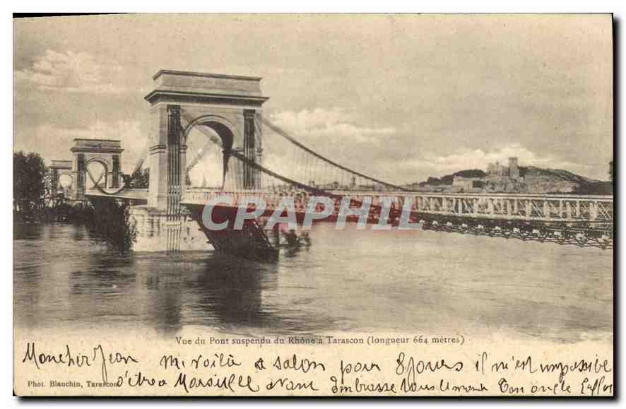 Hängebrücke des Rhônes in Tarascon — Länge 664 Meter — Foto. Blauchin, Tarascon