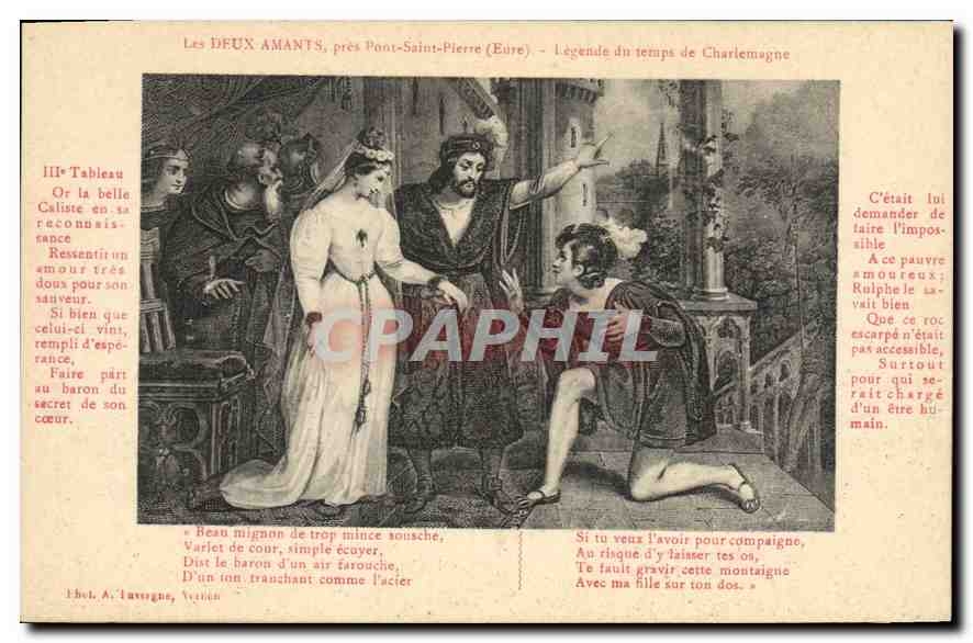 Les DEUX AMANTS, près Pont-Saint-Pierre (Eure) — Légende du temps de Charlemagne — Éditeur A. Laveigne, Vernon