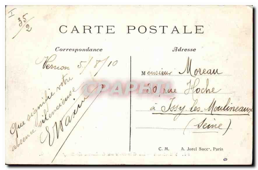 CPA Vernon (Eure) La Cascade au Chateau de Bizy — Rückseite