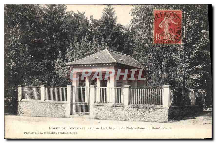Wald von Fontainebleau — Kapelle Notre-Dame de Bon-Secours — Phototypie L. MENARD, Fontainebleau